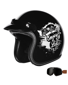 Retro otevřená 3/4 motocyklová helma s brýlemi pro silniční a cruiser jízdu