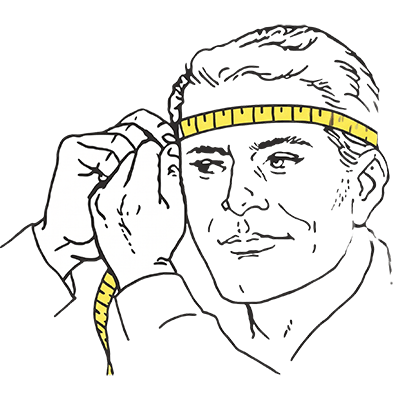 Měření obvodu hlavy pro výběr velikosti helmy